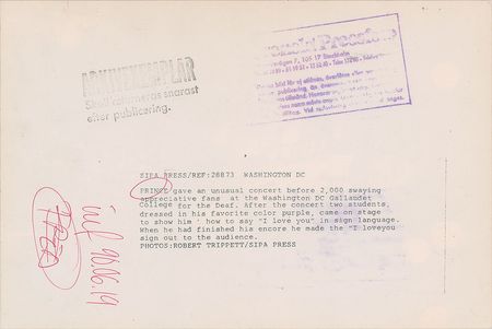 Lot #4070  Prince 1984 Gallaudet University Pair of Original Vintage Photographs - Image 3