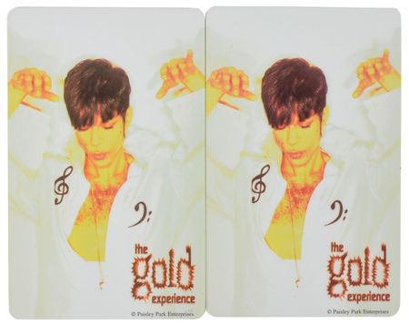 Lot #4207  Prince Group of (2) The Gold Experience Phone Cards and (3) Skin Transfers - Image 1
