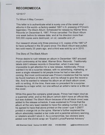 Lot #4128  Prince The Black Album - Image 3