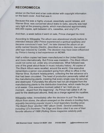 Lot #4128  Prince The Black Album - Image 4