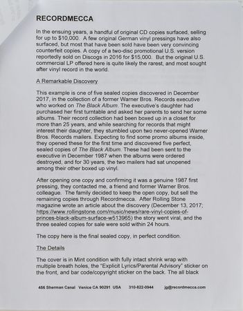 Lot #4128  Prince The Black Album - Image 5