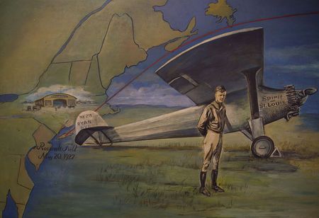 Lot #462 Charles Lindbergh: Incredible 10-foot-long panoramic painting commemorating Lindbergh's flight - Image 7