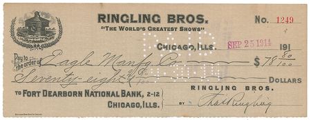 Lot #832 Ringling Brothers Checks - Image 1