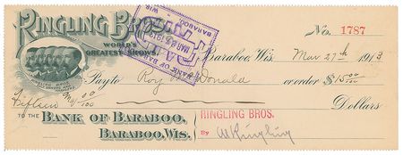 Lot #832 Ringling Brothers Checks - Image 2