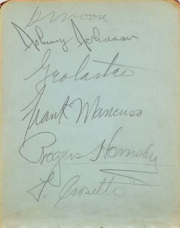 Lot #852 Baseball: 1940s: Hornsby, DiMaggio, and Dizzy highlight a '40s autograph book - Image 1