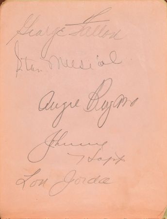 Lot #852 Baseball: 1940s: Hornsby, DiMaggio, and Dizzy highlight a '40s autograph book - Image 7