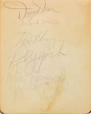 Lot #852 Baseball: 1940s: Hornsby, DiMaggio, and Dizzy highlight a '40s autograph book - Image 8