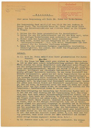 Lot #465 Hermann Oberth: The founding father of rocketry works with Junkers on the development of a wood-fueled power unit for 