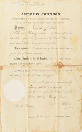 Lot #188 Andrew Johnson Signed Document - Image 2