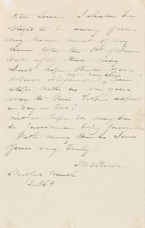 Lot #612 Harriet Beecher Stowe Handwritten Letter Signed - Image 2