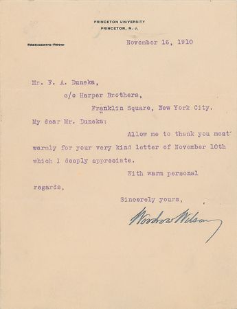 Lot #299 Woodrow Wilson Typed Letter Signed - Image 1