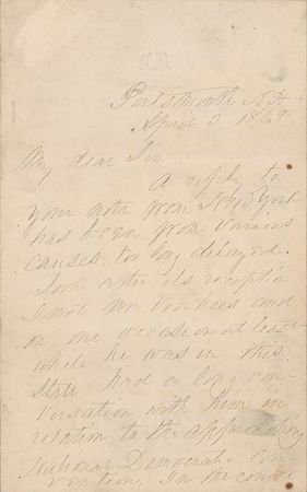 Lot #179 Franklin Pierce: The former president weighs in on the 1868 Democratic National Convention - Image 1