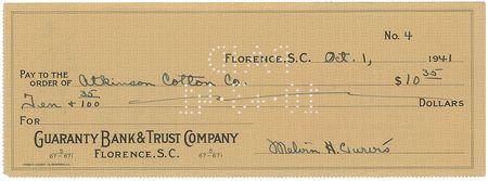 Lot #443 Melvin Purvis Checks - Image 1