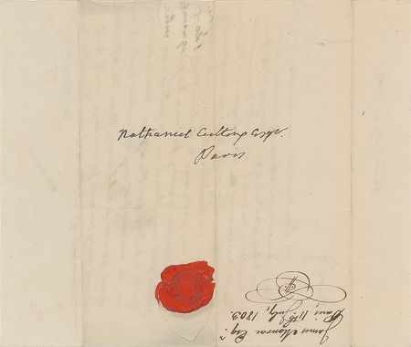 Lot #157 James Monroe: After concluding the Louisiana Purchase, Monroe writes from Paris to pledge 