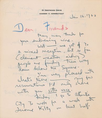 Lot #649 Thornton Wilder Handwritten Letter Signed - Image 1