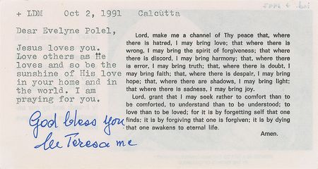 Lot #353 Mother Teresa Typed Letter Signed - Image 1