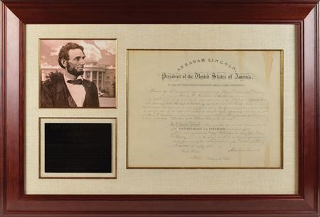 Lot #183 Abraham Lincoln: Scarce fully-signed Department of the Interior commission - Image 1