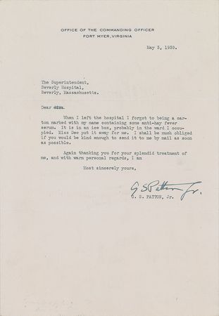Lot #53 George S. Patton: Patton forgets his