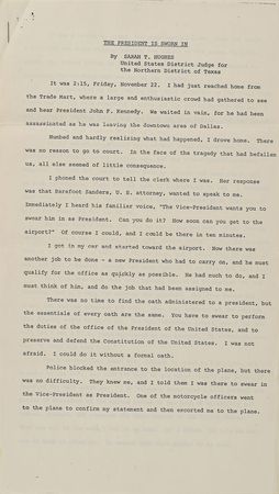 Lot #418 Sarah T. Hughes Souvenir Typescript - Image 1