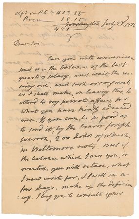 Lot #158 James Monroe: Handwritten letter from Secretary of State Monroe - Image 1