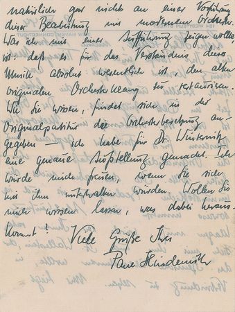 Lot #695 Paul Hindemith Handwritten Letter Signed - Image 2