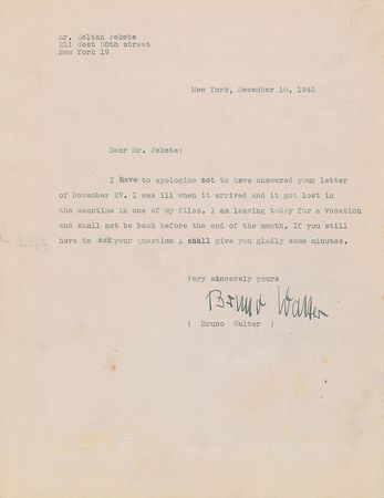 Lot #702 Bruno Walter Letters - Image 1