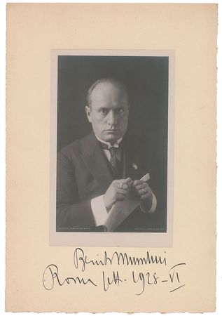 Lot #50 Benito Mussolini: Intense 1928 portrait of