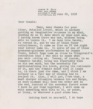 Lot #624 James M. Cain Typed Letter Signed - Image 1