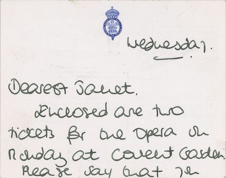 Lot #381 Princess Diana: Diana sends tickets for Falstaff at Covent Garden - Image 1