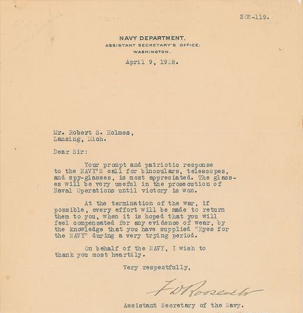Lot #45 Franklin D. Roosevelt: Your prompt and