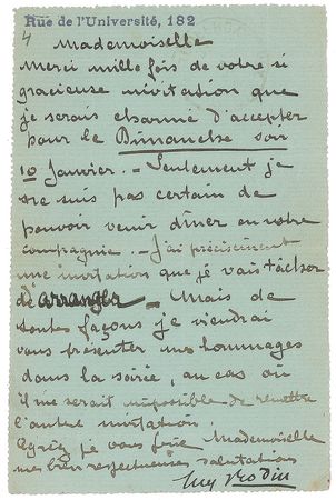 Lot #525 Auguste Rodin Signed Letter - Image 1