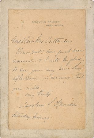 Lot #278 Caroline Harrison Handwritten Letter Signed - Image 2