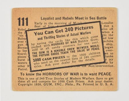 Lot #52 1938 Gum Inc. 'Horrors of War' Card Collection: Desirable collection of 1938 Horrors of War bubblegum cards - Image 39