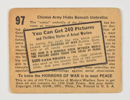 Lot #52 1938 Gum Inc. 'Horrors of War' Card Collection: Desirable collection of 1938 Horrors of War bubblegum cards - Image 43