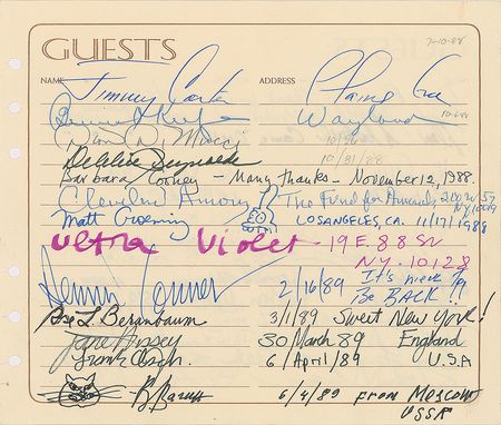 Lot #569 Celebrity Guest Book Page Signatures - Image 1