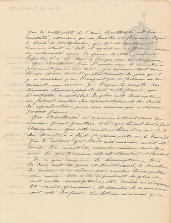 Lot #503 Frederic-Auguste Bartholdi Handwritten Letter Signed - Image 2