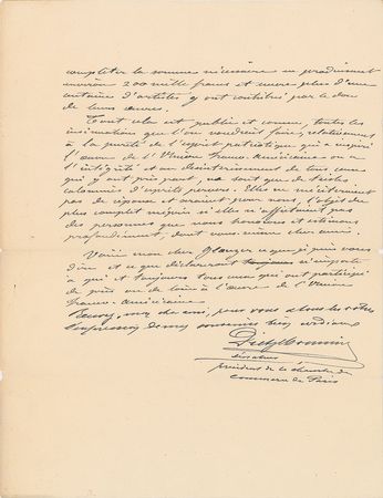 Lot #503 Frederic-Auguste Bartholdi Handwritten Letter Signed - Image 3