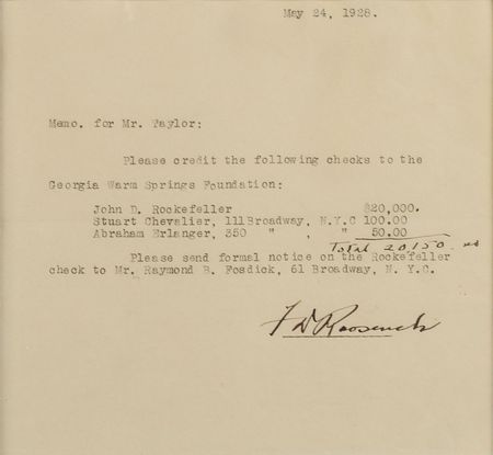 Lot #221 Franklin D. Roosevelt: Early letter regarding gifts to the 