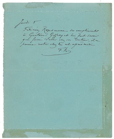 Lot #527 Félicien Rops Handwritten Letter Signed - Image 1