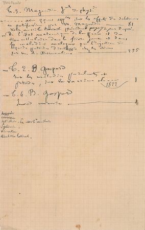 Lot #337 Louis Pasteur: Notes taken by Pasteur for his work - Image 1