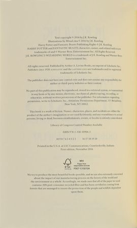 Lot #5384 J. K. Rowling Signed 'Fantastic Beasts and Where to Find Them' US Book - Image 3