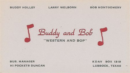 Lot #5133. Buddy Holly Business Card