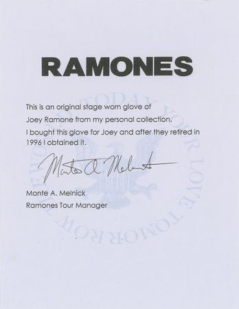 Lot #5244 Joey Ramone Stage-Worn Glove - Image 3