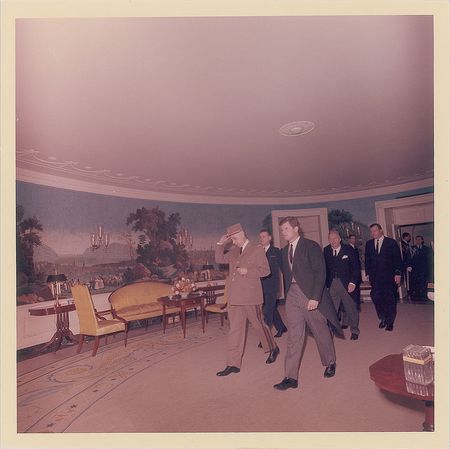 Lot #5570 Ted Kennedy and Charles de Gaulle Original Vintage Photograph by Cecil Stoughton - Image 1