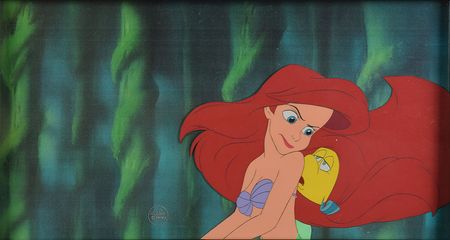 Lot #5498 Ariel and Flounder production cel from The Little Mermaid - Image 2