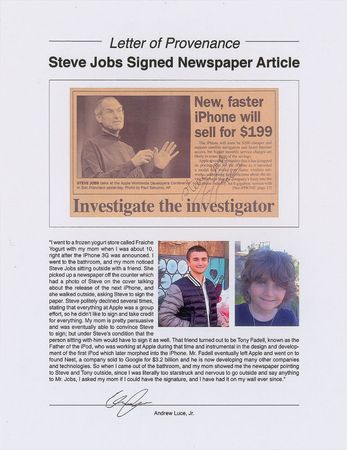 Lot #5004 Steve Jobs Signed Newspaper Article - Image 3