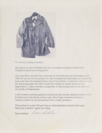 Lot #5072 Elvis Presley's Brown Leather Jacket - Image 4
