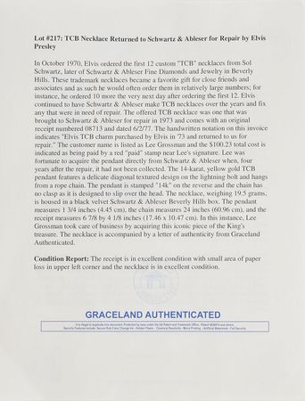 Lot #5076 Elvis Presley 14K Gold TCB Necklace - Image 8