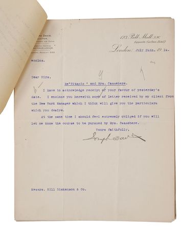 Lot #312 Titanic: The claim of an American ?passenger on board the unfortunate ?Titanic?? - Image 3
