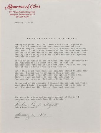 Lot #699 Elvis Presley: Signed at the Memphis Fairgrounds in the early '60s - Image 3